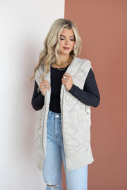 QUILTED FLEECE VEST WITH HOOD