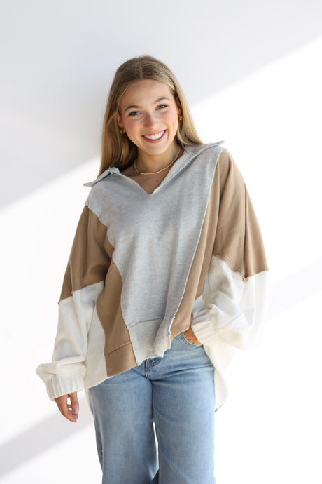 OVERSIZED CONTRACT VNECK