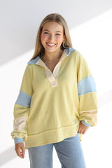TERRY COLORBLOCK COLLAR TOP