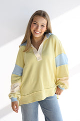 TERRY COLORBLOCK COLLAR TOP