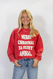 MERRY CHRISTMAS YA FILTHY ANIMAL CORDED SWEATSHIRT