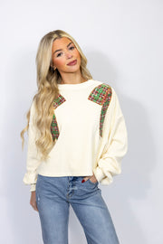 CORDED BOW SEQUIN SWEATSHIRT