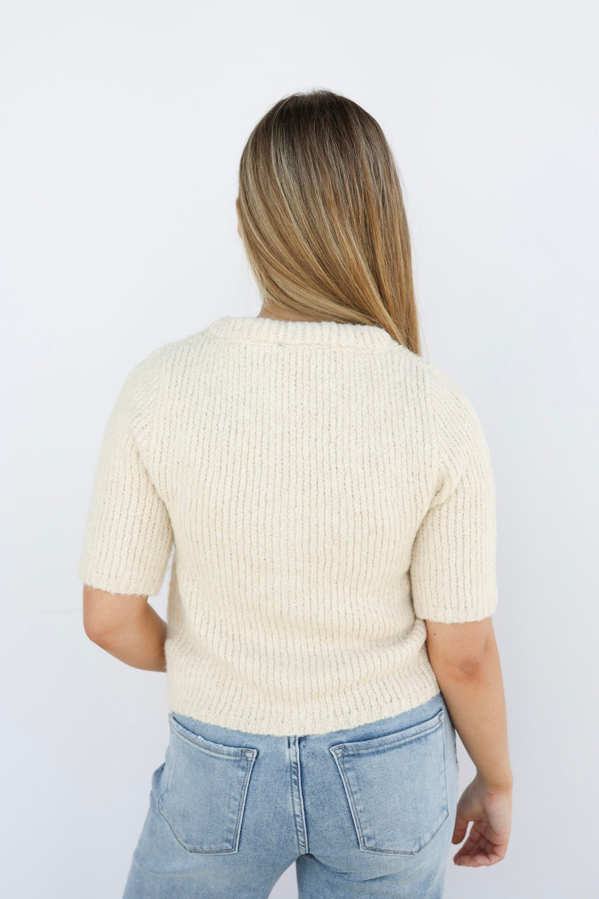 KNIT CARDI CHIFFON BOW