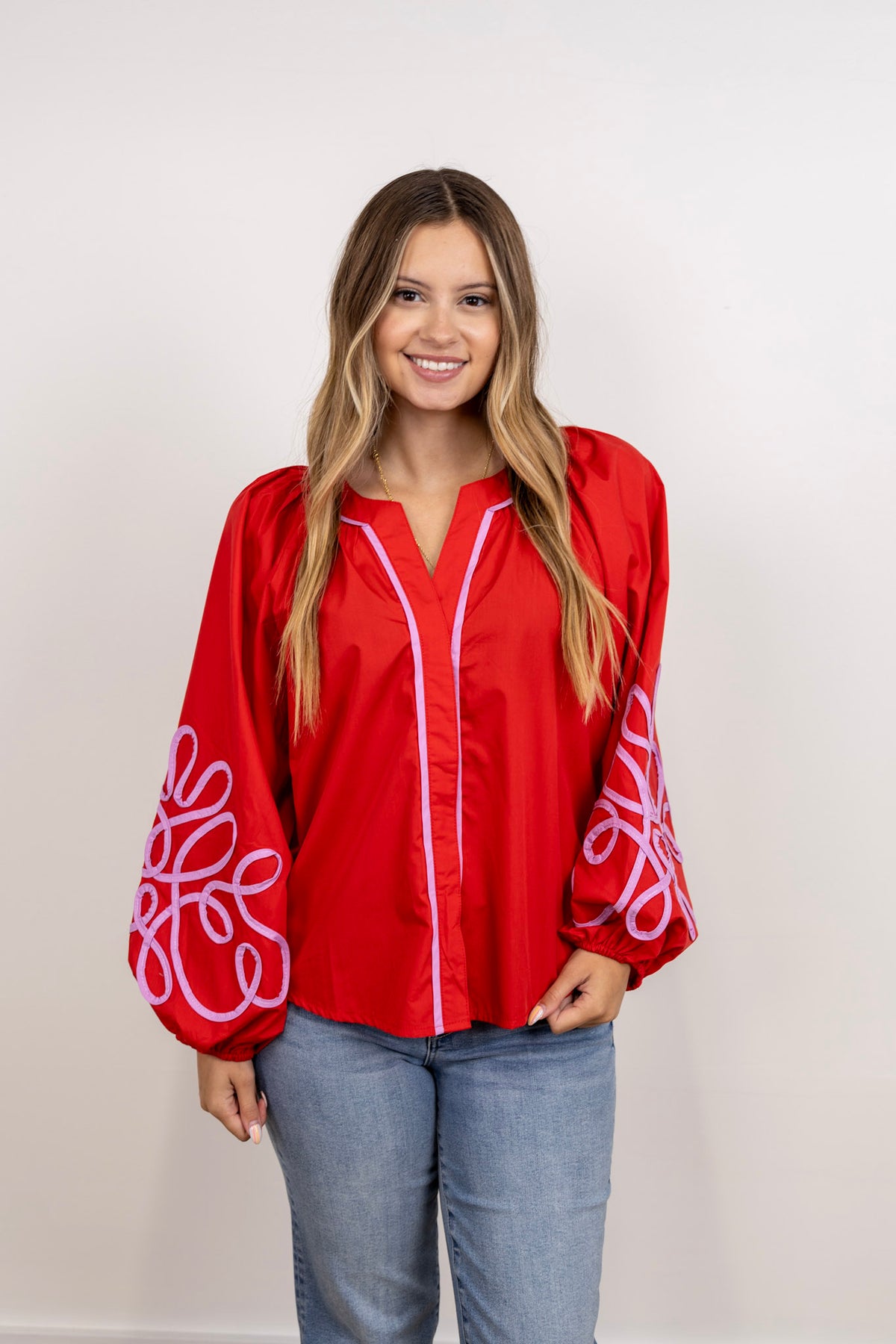 Soutache Puff Sleeve Blouse