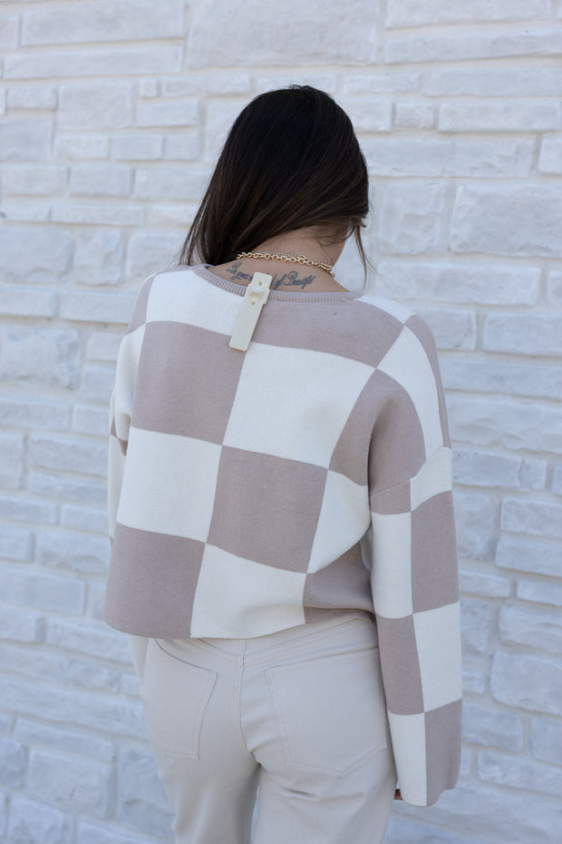 SARAH CHECKERED LONG SLEEVE TOP