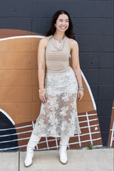 Sheer Crochet Lace Maxi Skirt