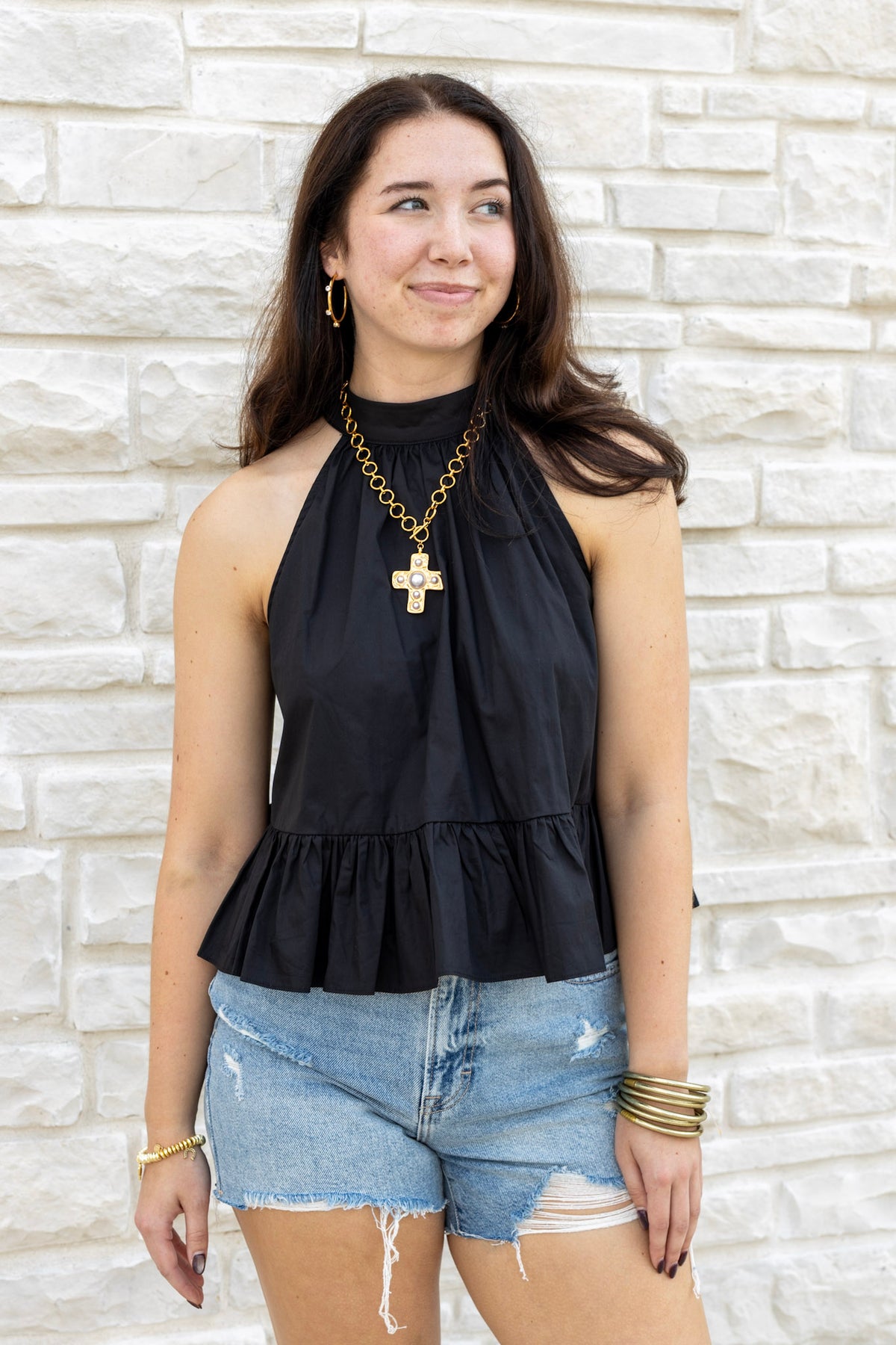 Halter Peplum with Back Tie
