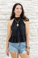 Halter Peplum with Back Tie