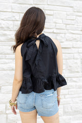 Halter Peplum with Back Tie