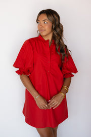 SCARLET MINI PLEAT DRESS