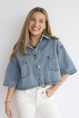 DENIM MINI BUTTON TOP