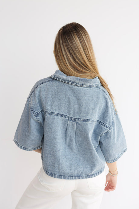 DENIM MINI BUTTON TOP
