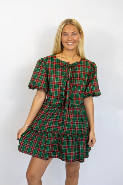 CHRISTMAS PLAID MINI DRESS