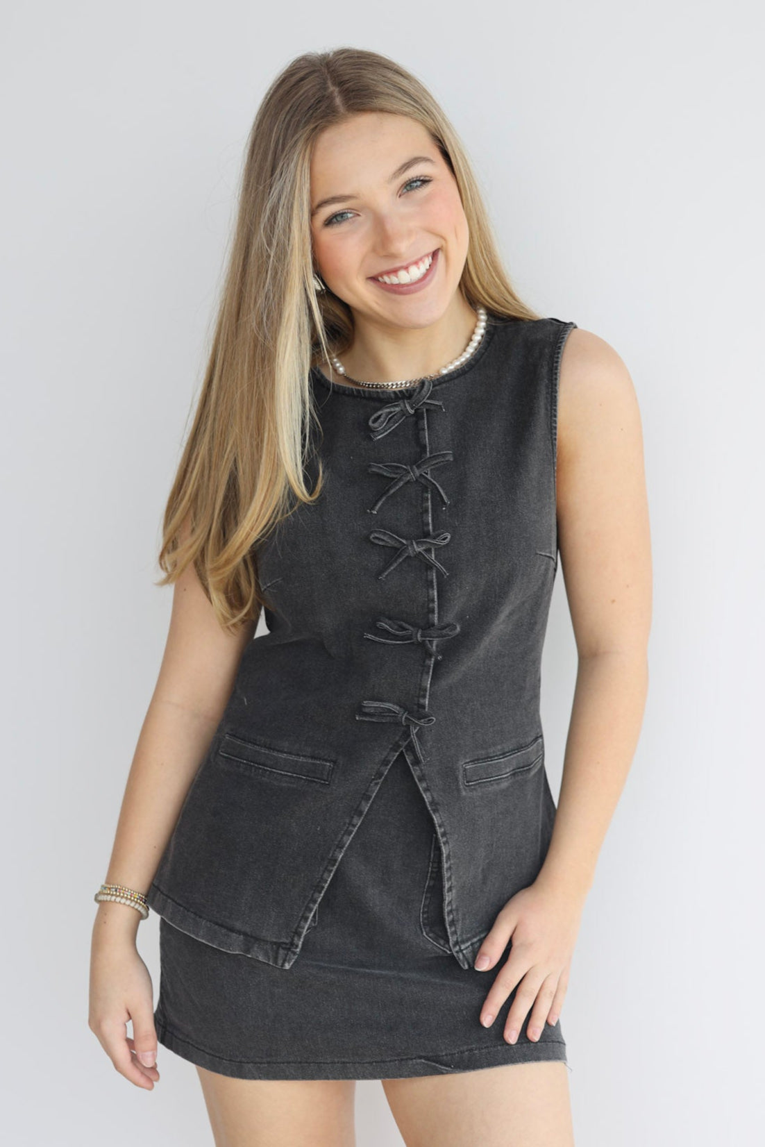 DENIM BOW VEST