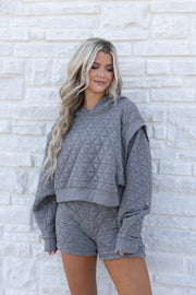 QUILTED HOODIE & SHORT SET