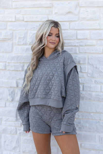 QUILTED HOODIE & SHORT SET