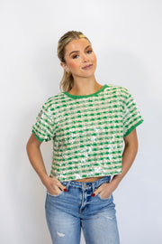 SPARKLE CROP CREW NECK TOP