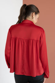 LONG SLEEVE SHIRRED BLOUSE