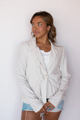 FRONT RUFFLE LINEN BLAZER