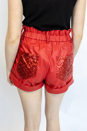 SPARKLE PLEATHER DETAIL SHORT