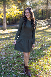 REGAN RIBBED FLARE DRESS