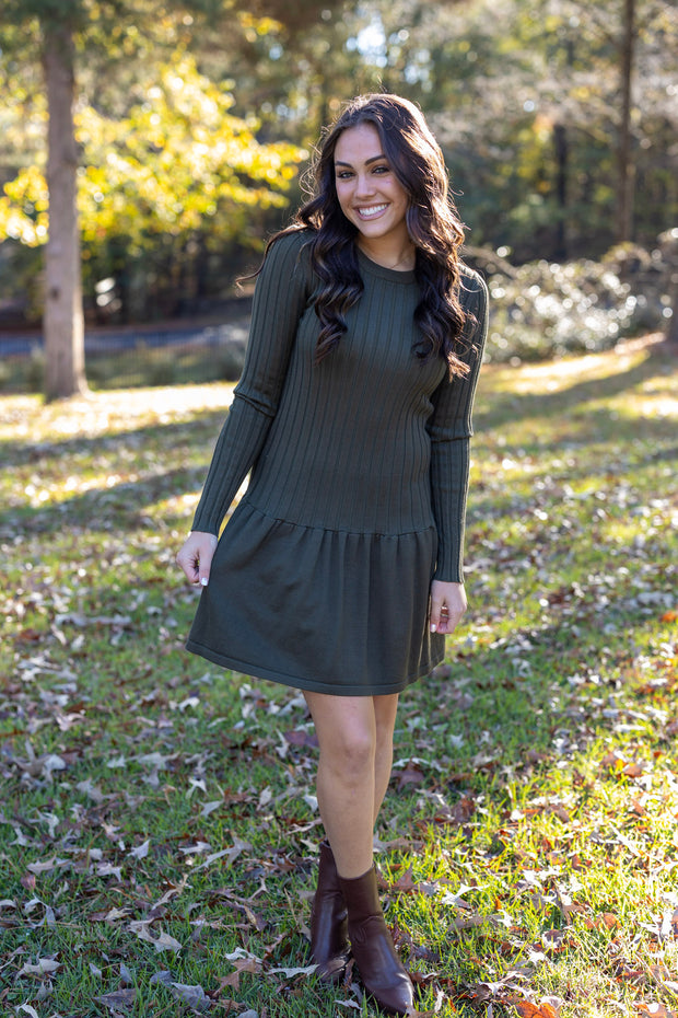 REGAN RIBBED FLARE DRESS