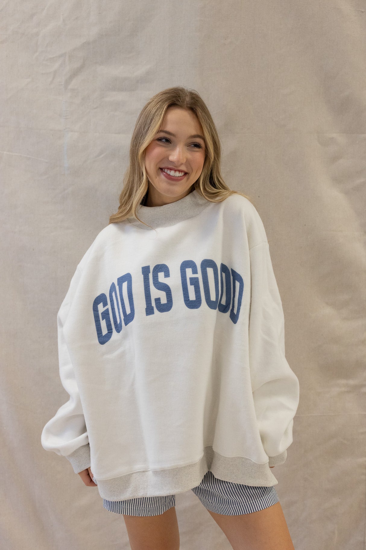 JESUS/GOD IS GOOD REVERSIBLE MOCK NECK SWEATSHIRT
