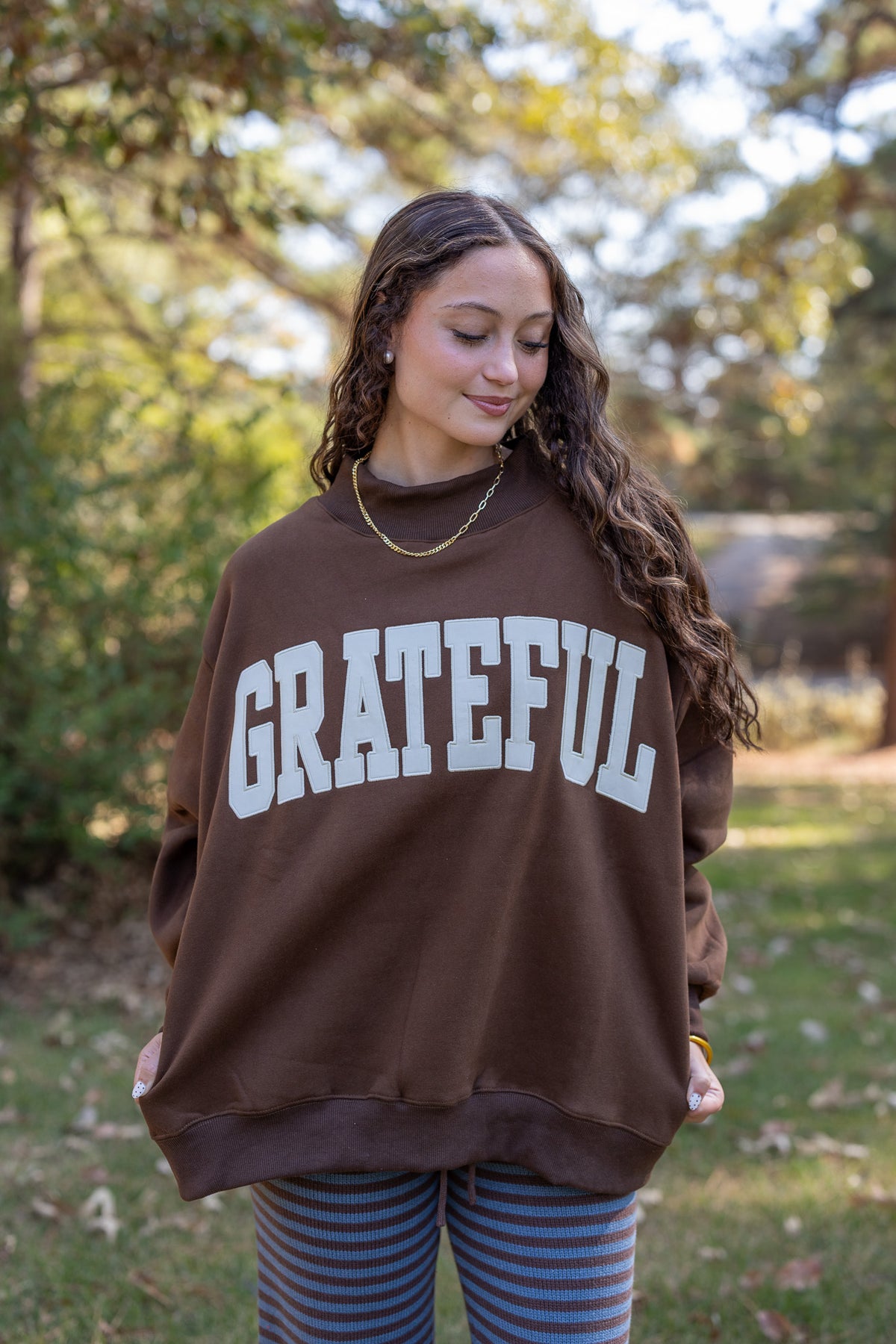 Grateful Embroidered Mock Neck