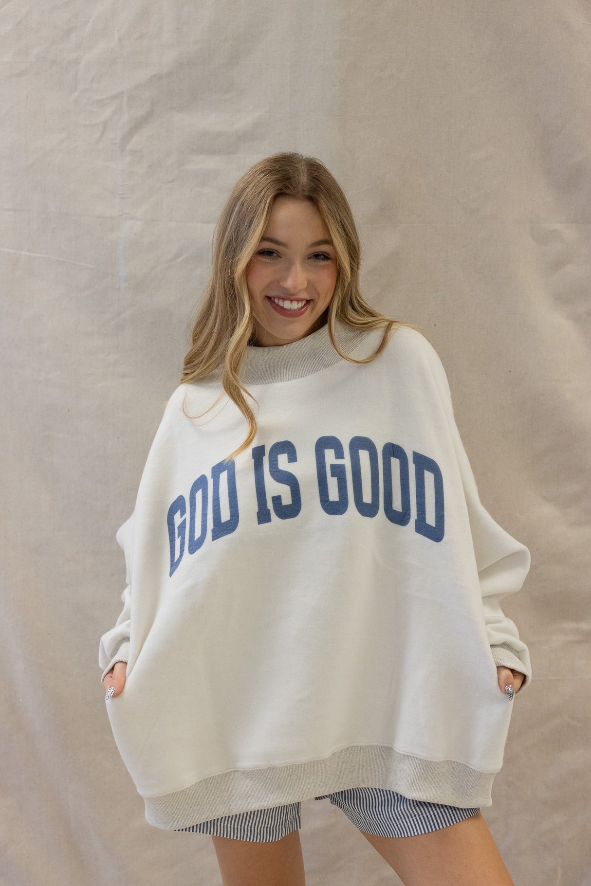 JESUS/GOD IS GOOD REVERSIBLE MOCK NECK SWEATSHIRT