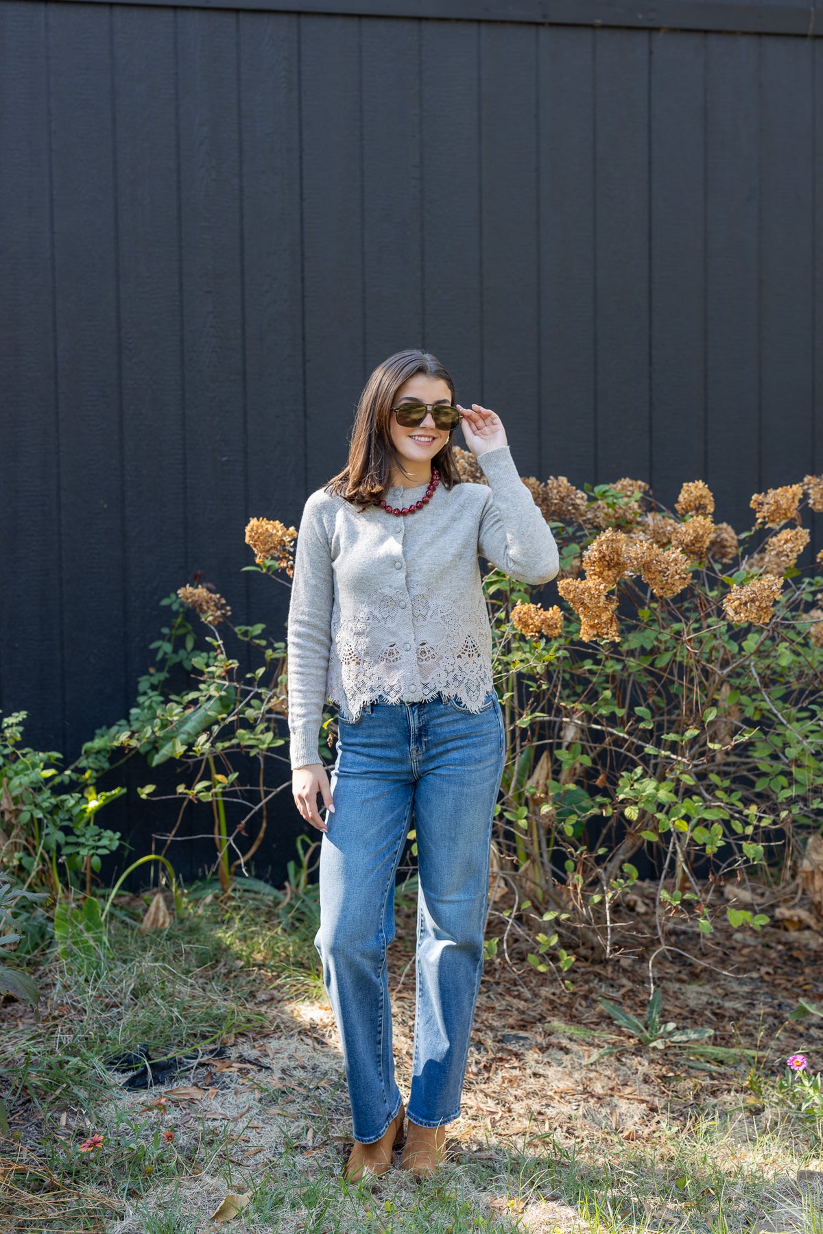 Afternoon Lace Trim Cardigan