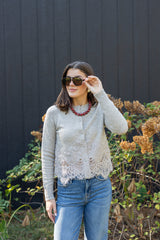 Afternoon Lace Trim Cardigan