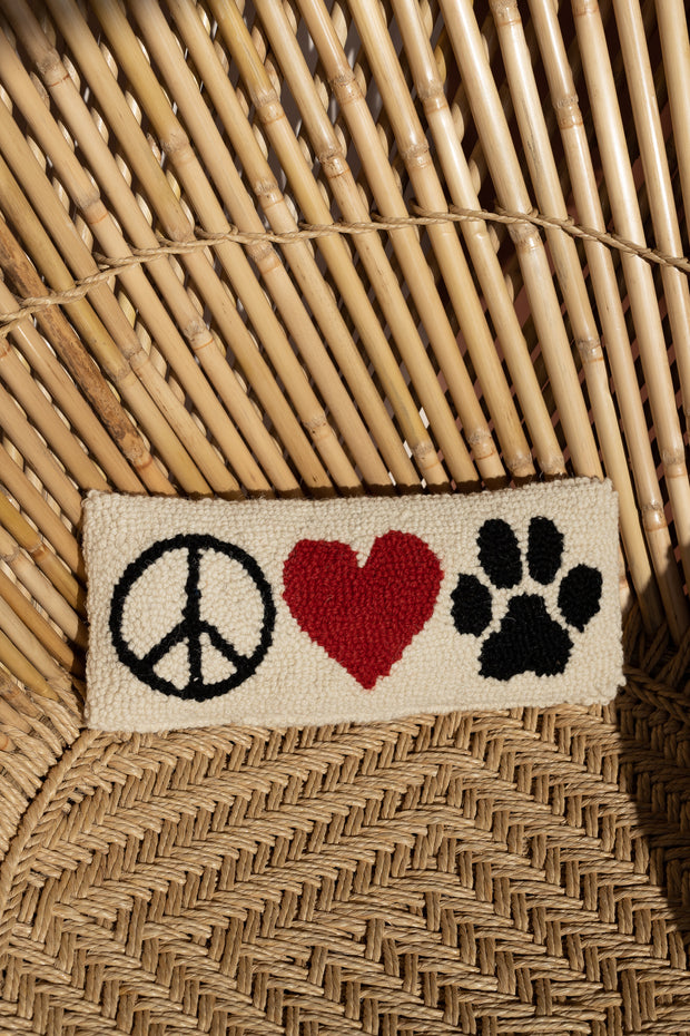 PEACE LOVE AND PAW PILLOW