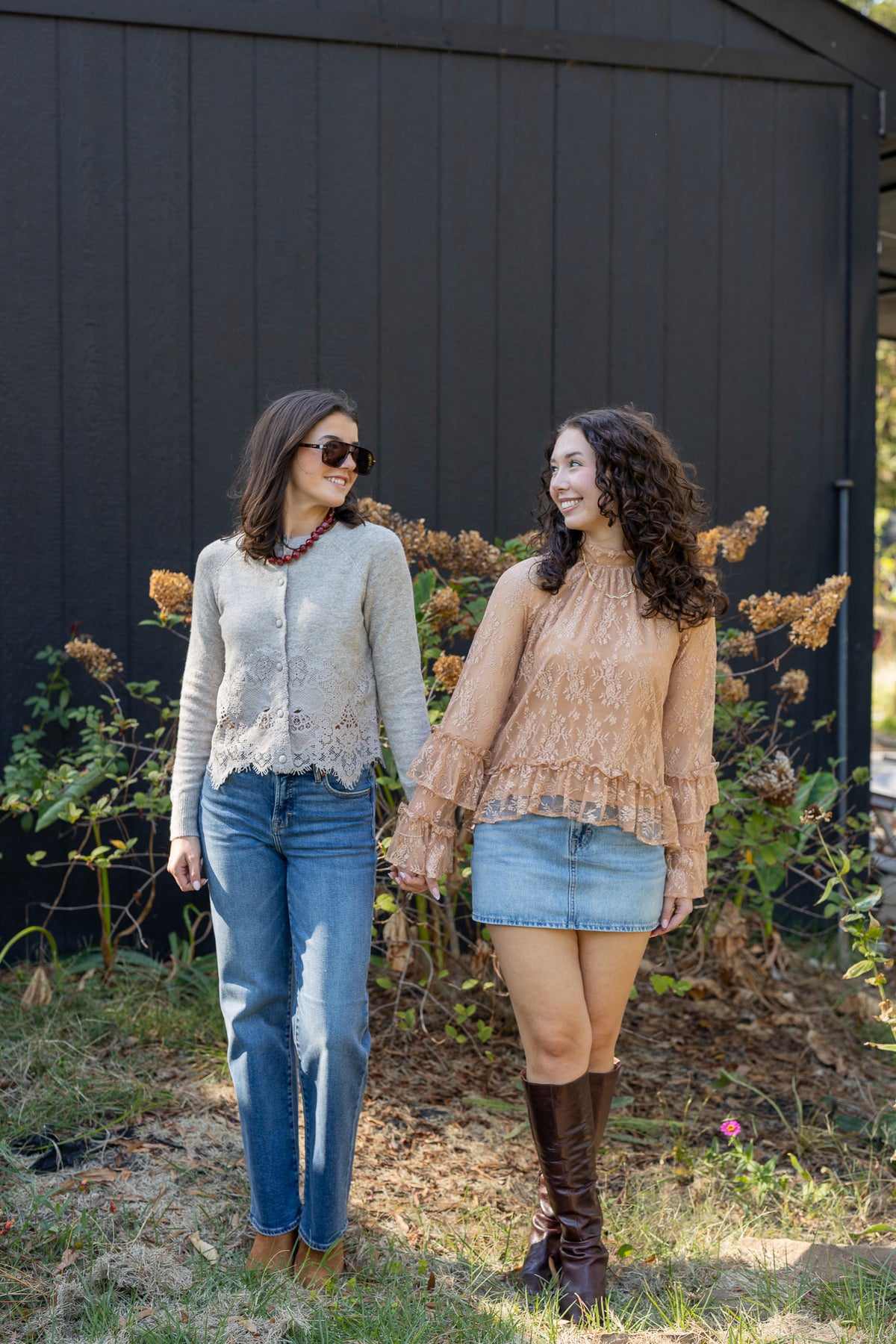 Mock Neck Ruffle Lace Top