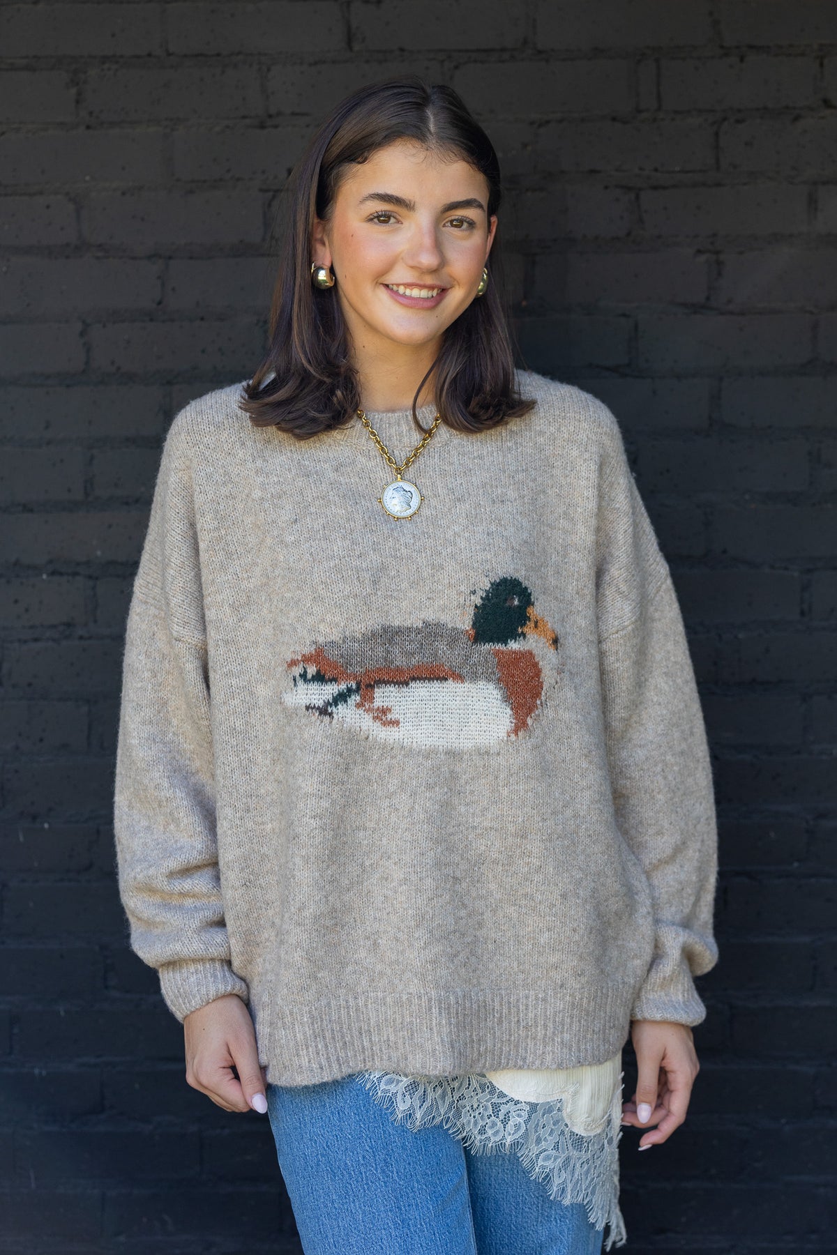 Duck Graphic Knit Sweater