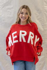 MERRY CHRISTMAS SLIT SWEATSHIRT