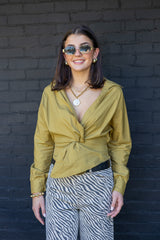 Collette Collared Wrap Top