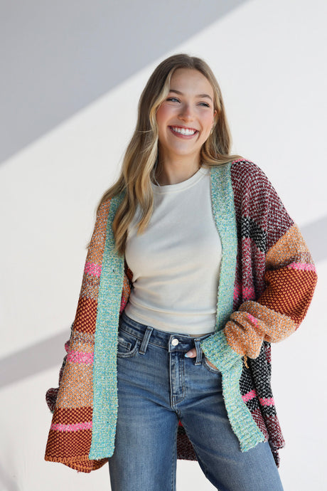 COLOR BLOCK CARDIGAN