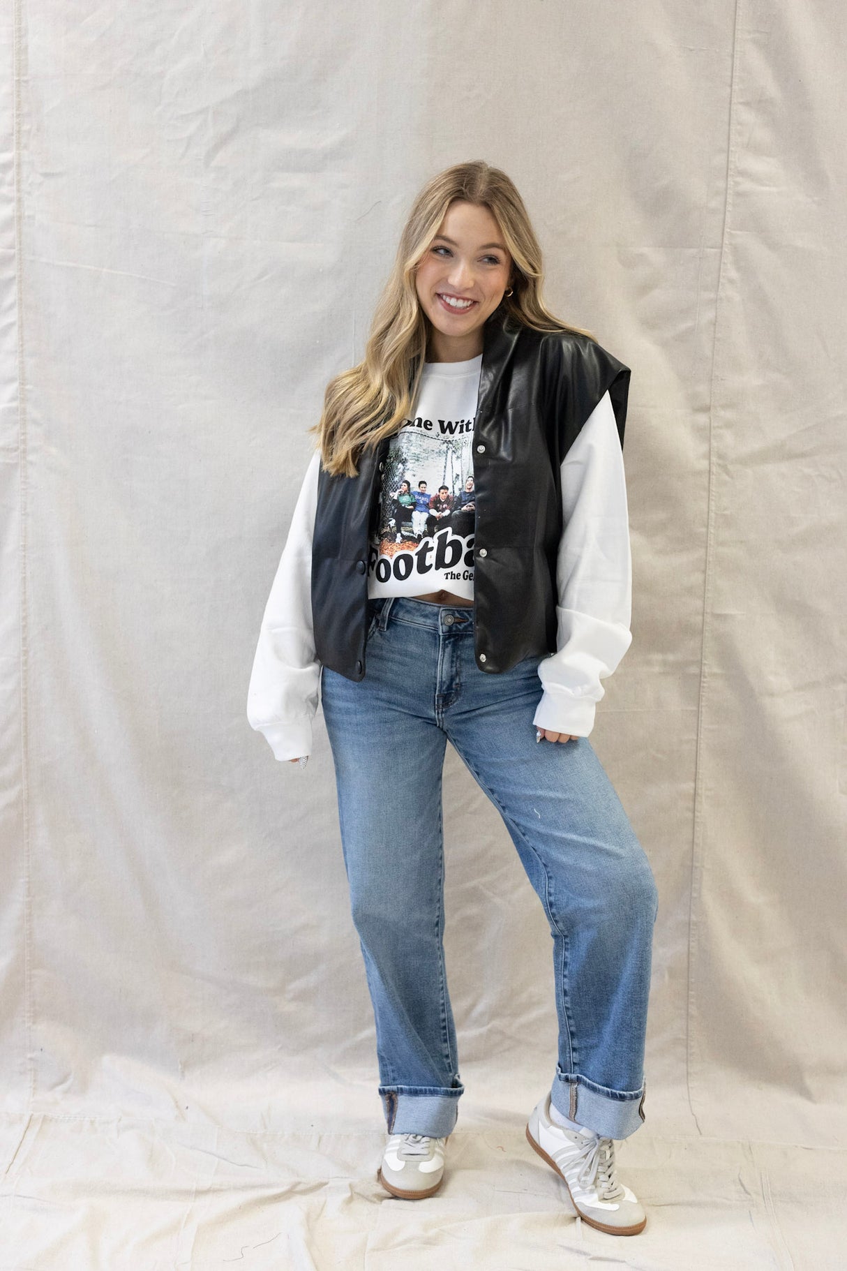 LEATHER PUFF DETAIL VEST