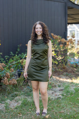 Heavy Satin Back Cowl Mini
