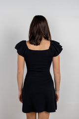 Ruffle Sleeve Sweater Ribbed Knit Dress