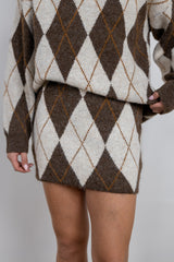 Classic Argyle Sweater Mini Skirt