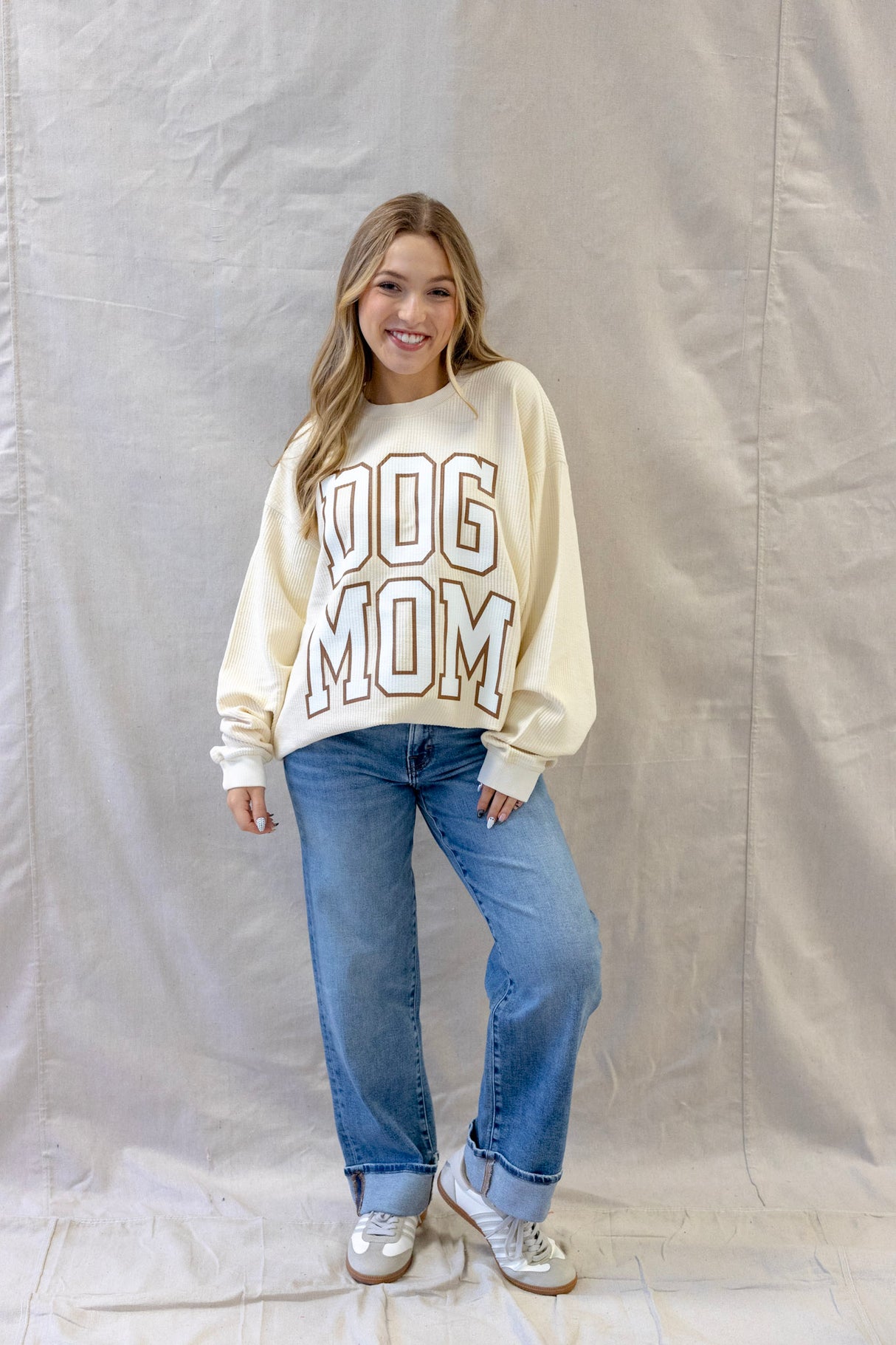 Dog Mom Latte Corded Sweatshirt