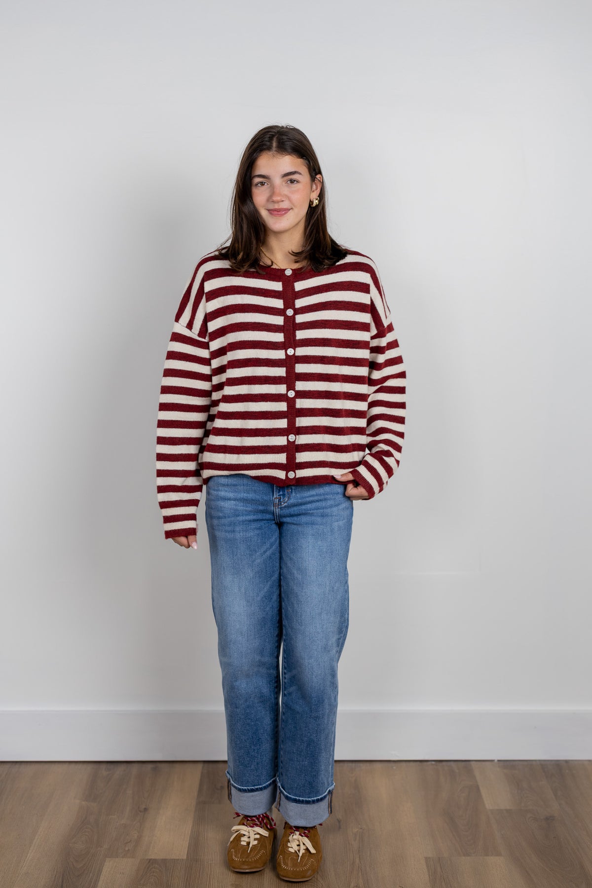 Stripe Button Up Cardigan