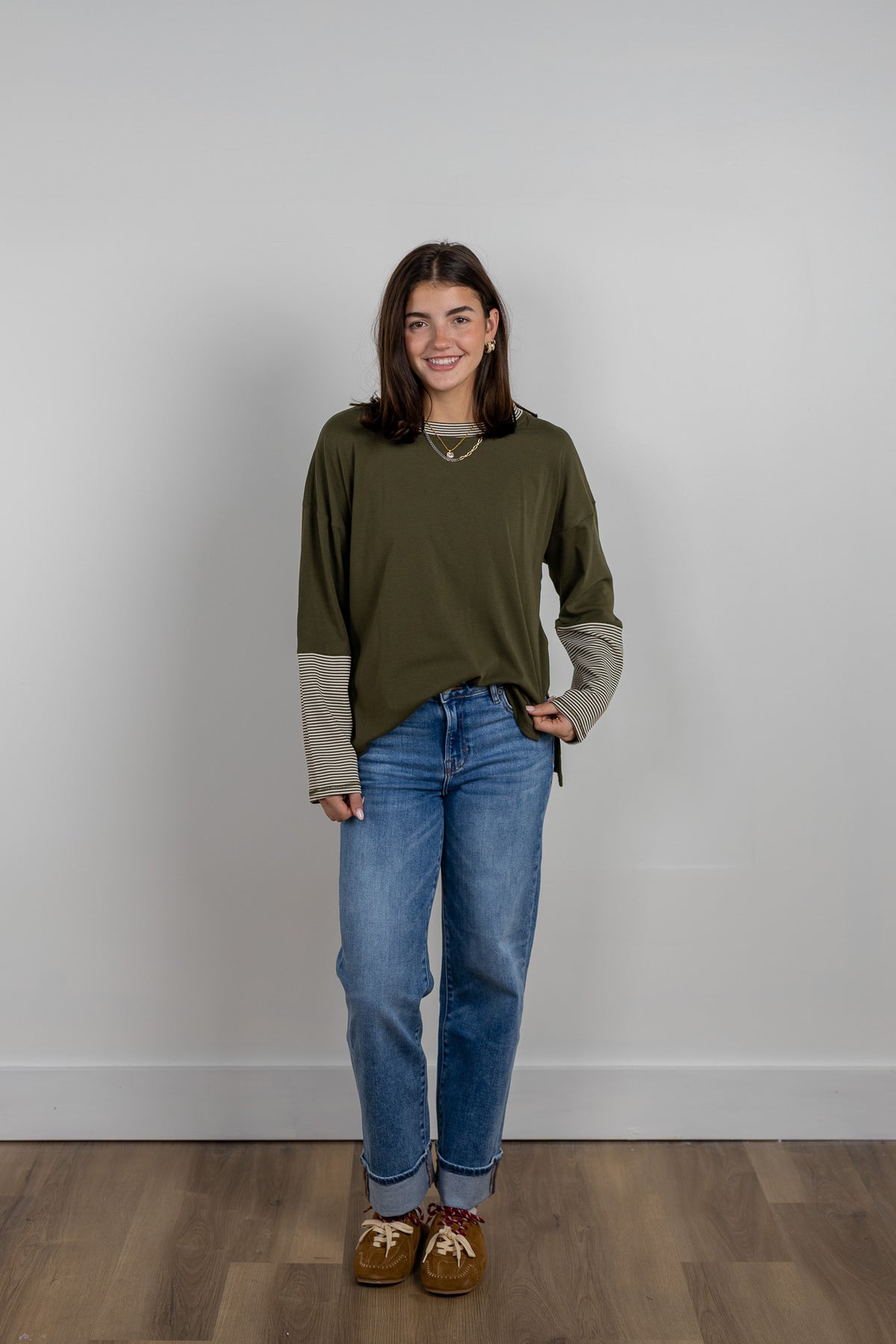 Harbor Stripe Sleeve Knit Top