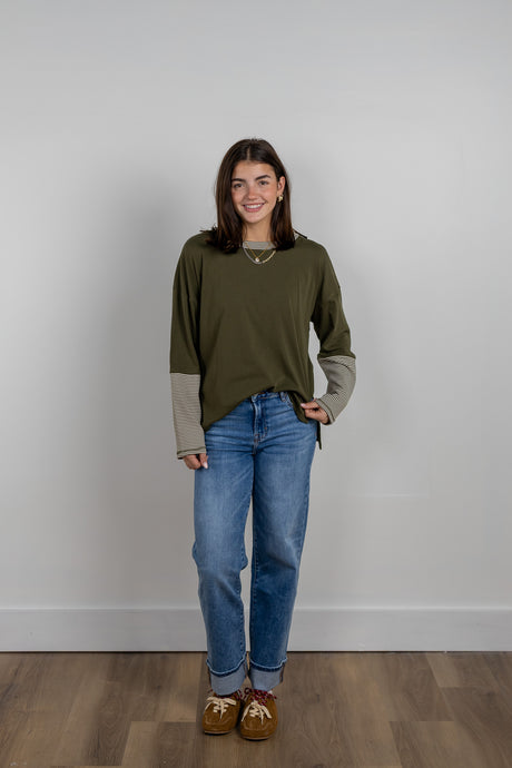 Harbor Stripe Sleeve Knit Top