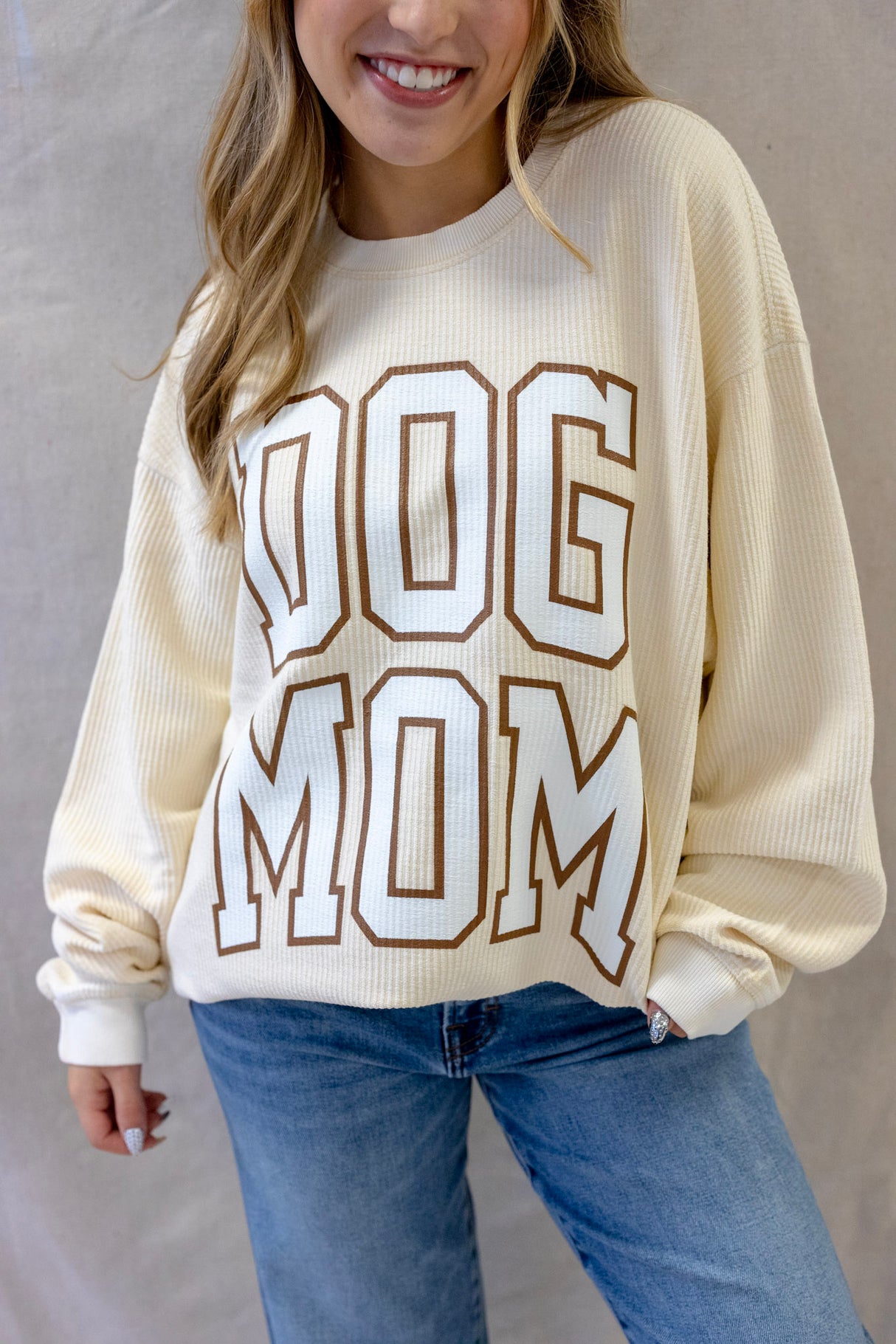 Dog Mom Latte Corded Sweatshirt
