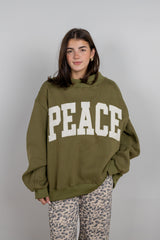 Peace Embroidered Mock Neck