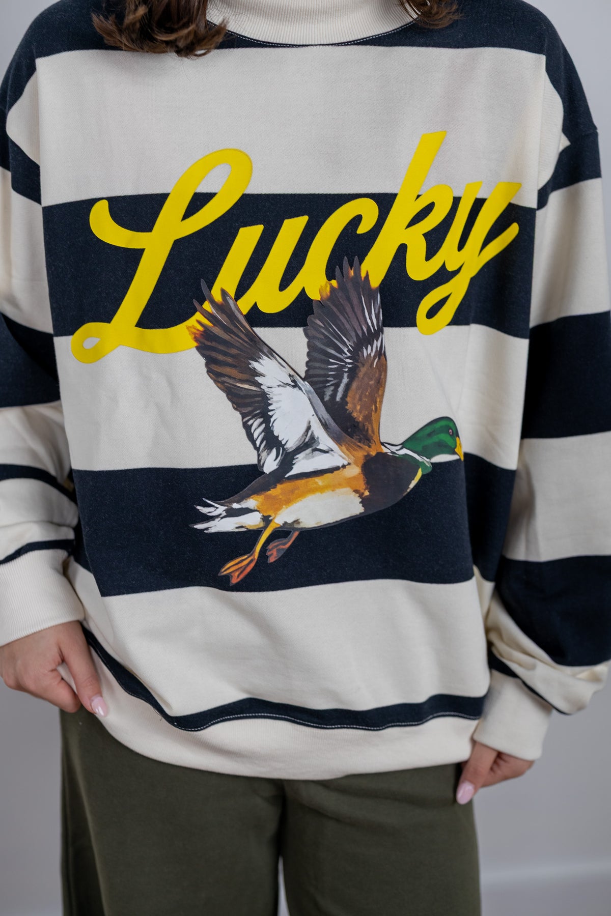 Mallard Duck Striped Mockneck
