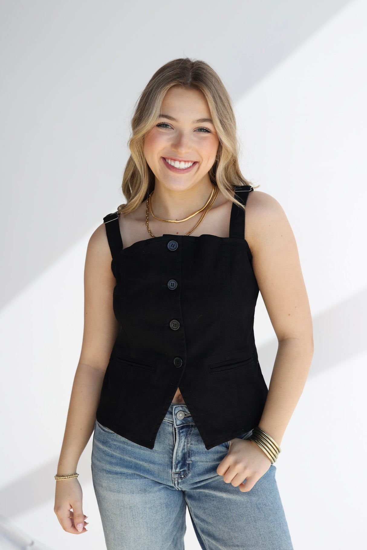 Sleeveless Denim Top