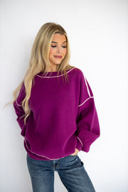 CONTRAST SEAM LONG SLEEVE CREW